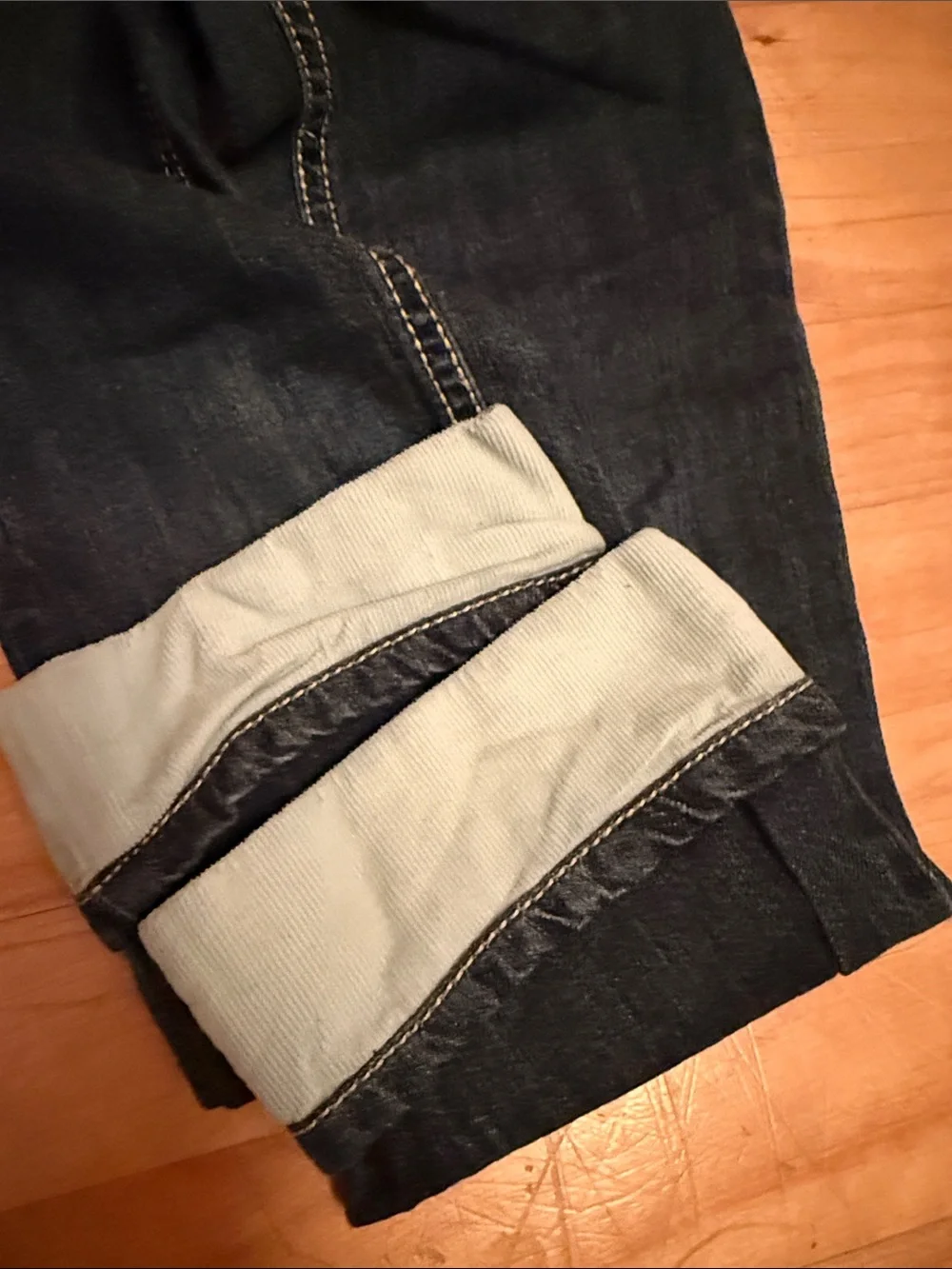 Gymboree Dark Denim Jeans with Light Blue Cuff and Snowflake Embroidery